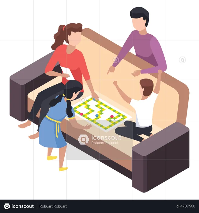 Parents playing game with kids  Illustration