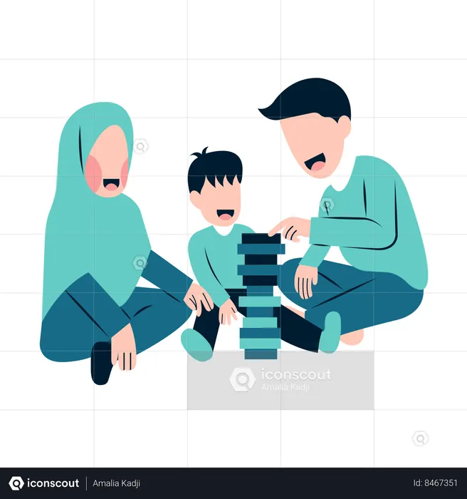 Parents Playing With Kid  Illustration