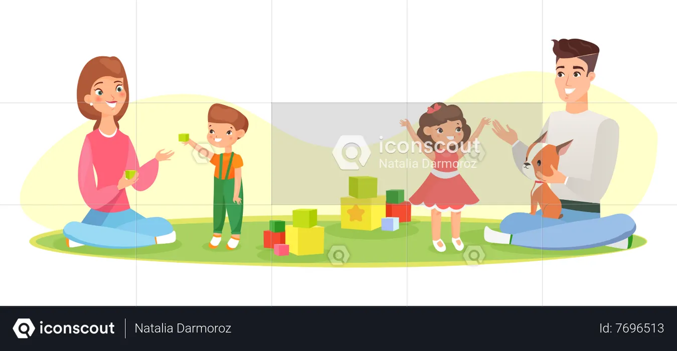 Parents playing with kids  Illustration