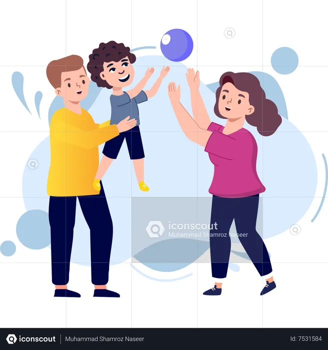 Parents playing with son  Illustration