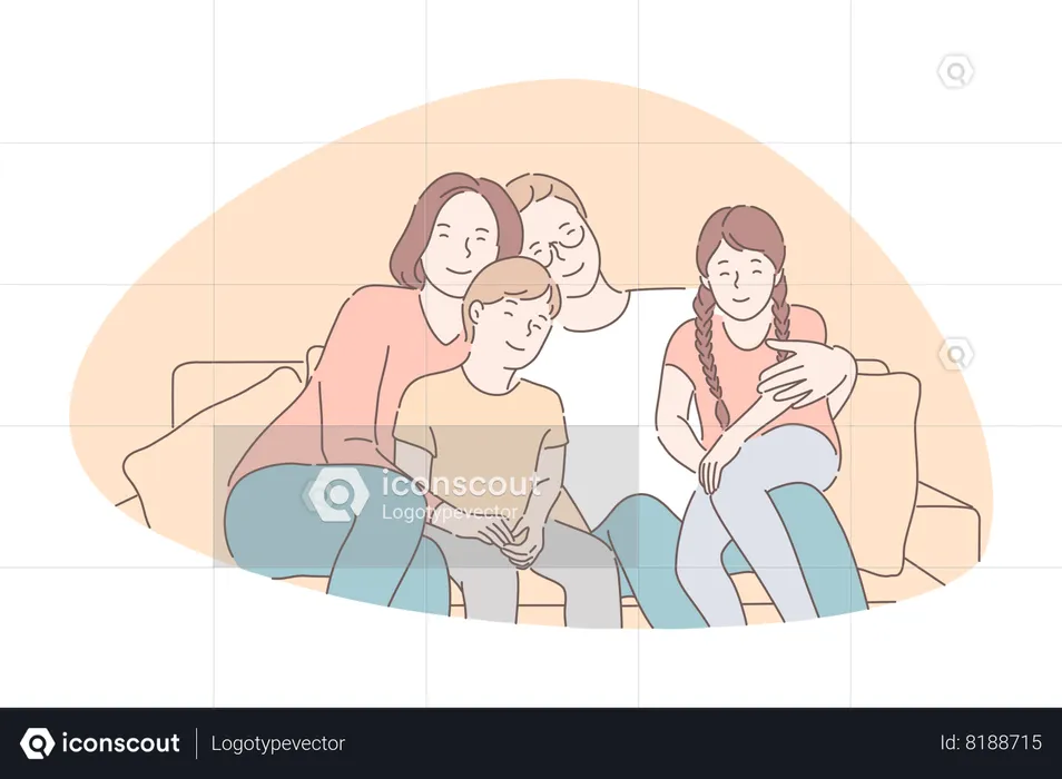 Parents spend time together with children  Illustration