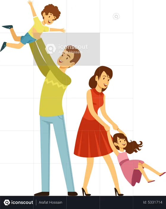 Parents time spending with kids  Illustration