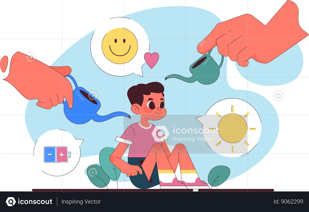 Parents watering for Children growth  Illustration