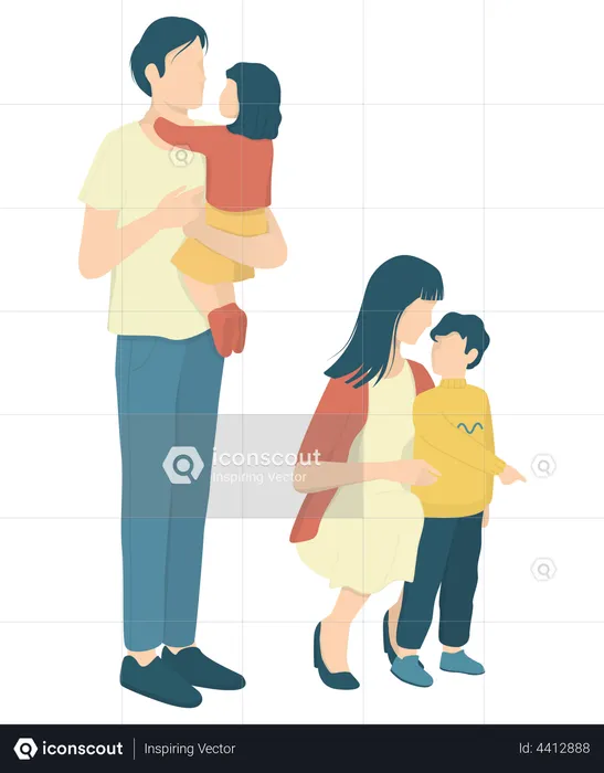 Parents with children  Illustration