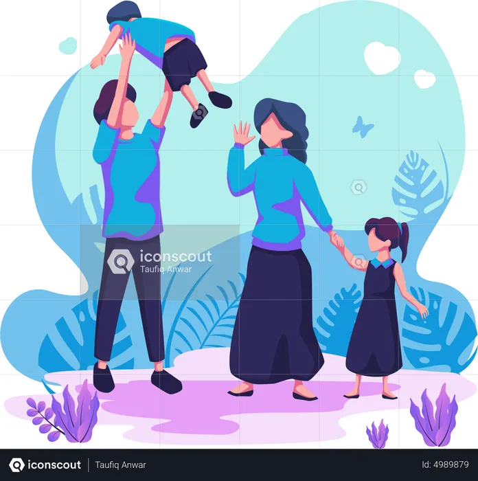 Parents with childrens  Illustration