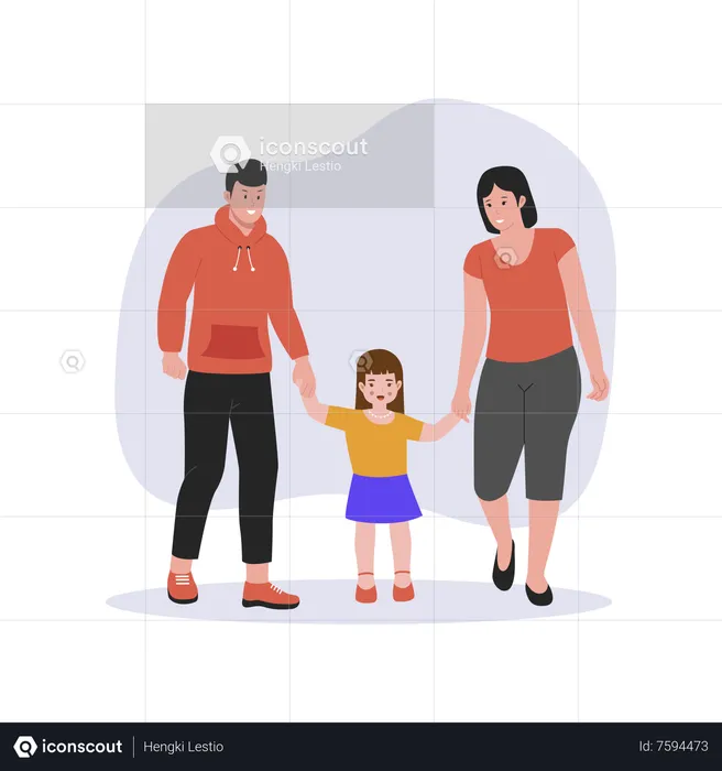 Parents with daughter  Illustration