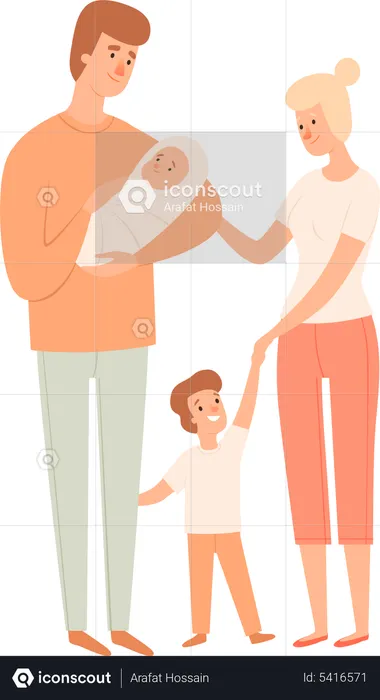 Parents with kids  Illustration