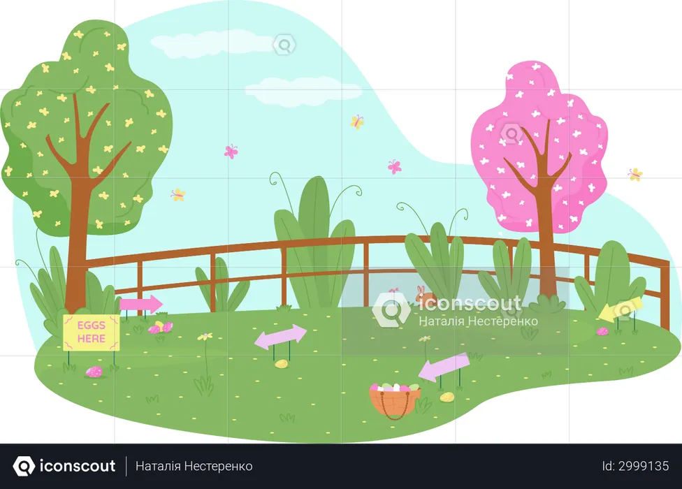 Park for Easter egg hunt  Illustration