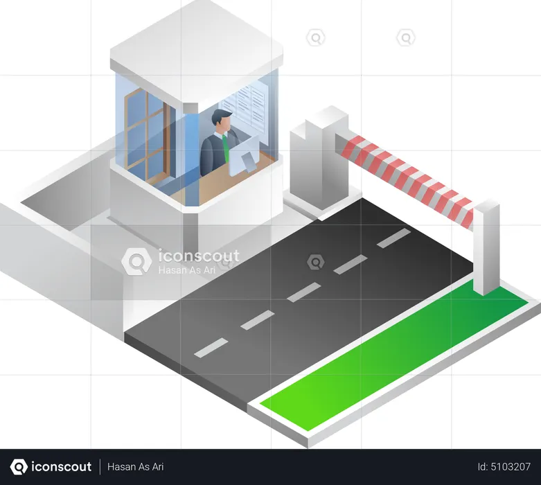 Einfahrtstor zum Parkplatz  Illustration