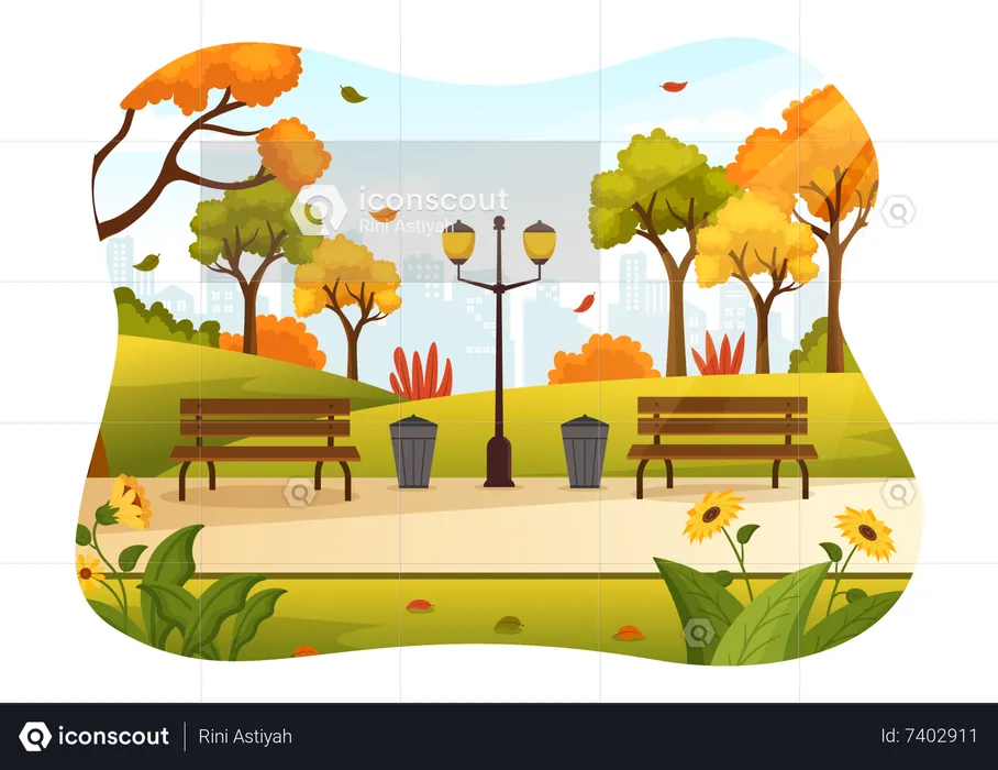 Parque de otoño  Ilustración