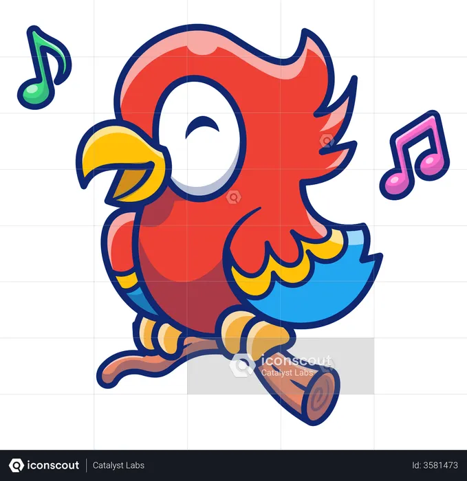 Parrot Singing song  Illustration