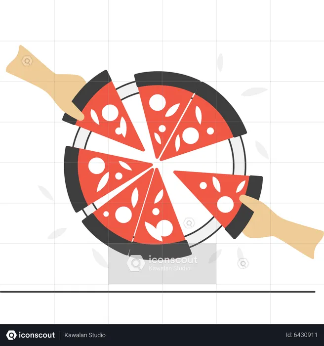 Partage de pizza  Illustration