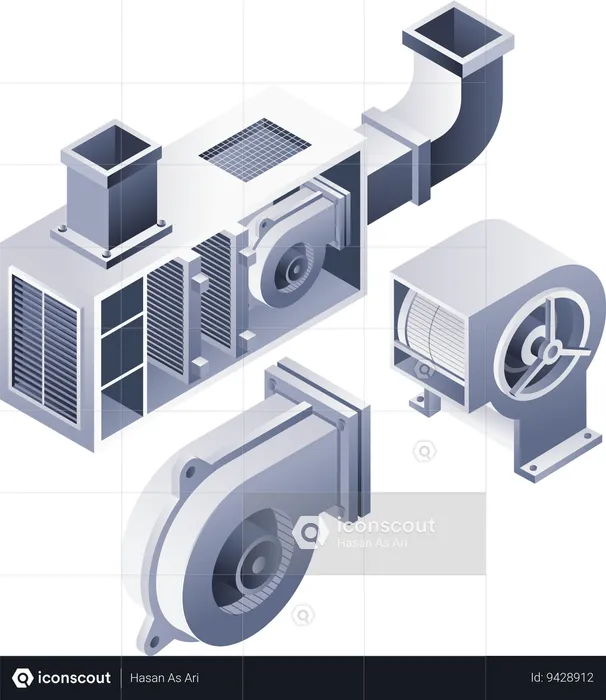 Parte del sistema de soplador HVAC  Ilustración