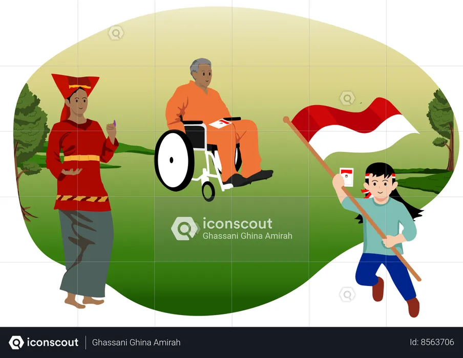 Participation for Celebrating Indonesia's Day of Democracy  Illustration