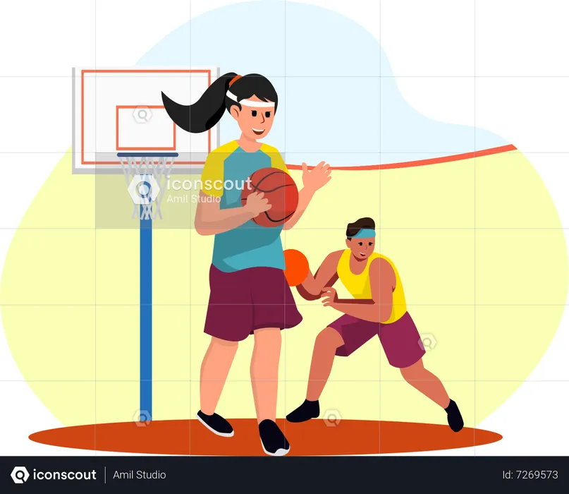 Partida de basquete  Ilustração