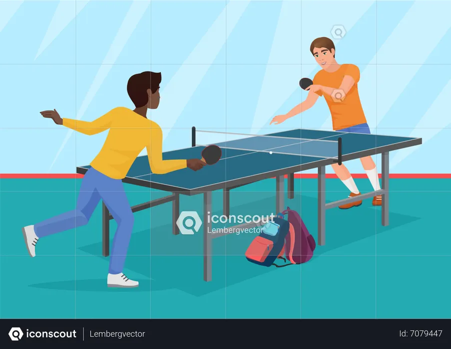 Partida de tênis de mesa  Ilustração