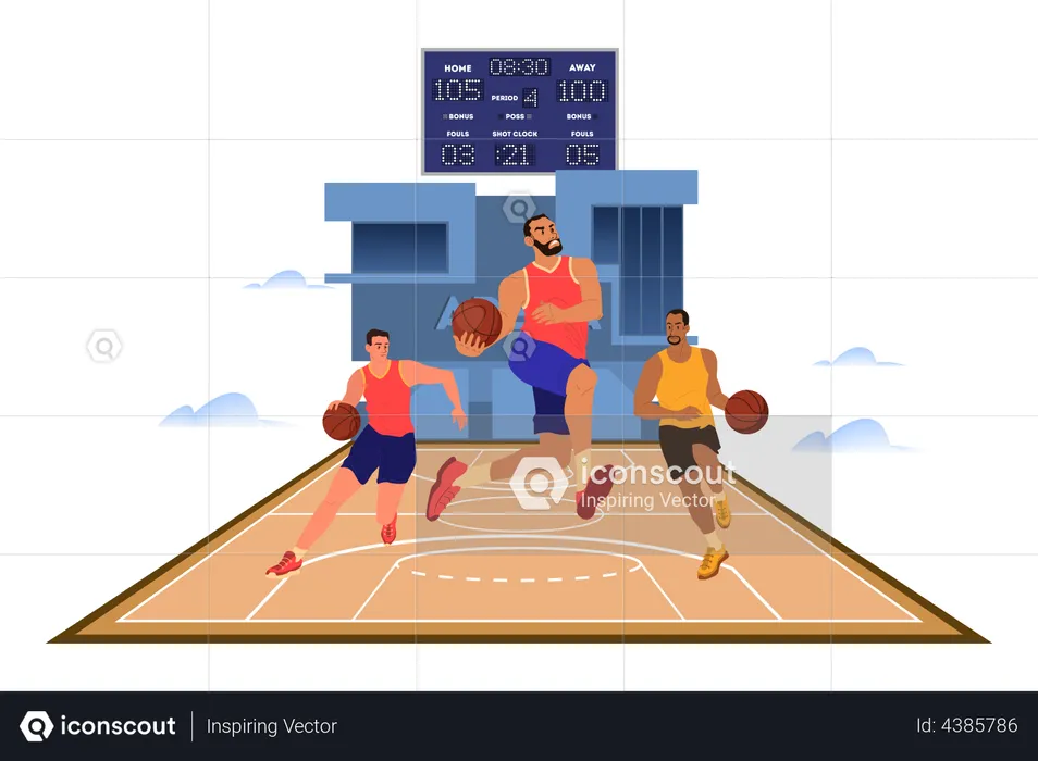 Juego de básquetbol  Ilustración