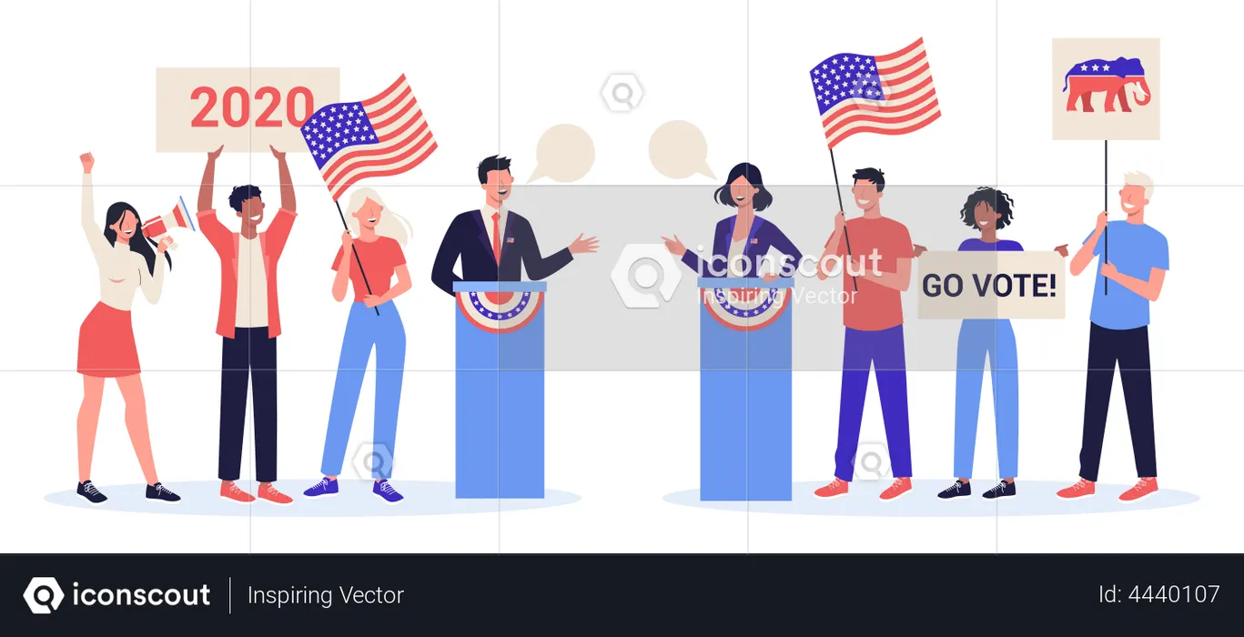 Partidos políticos pidiendo voto  Ilustración