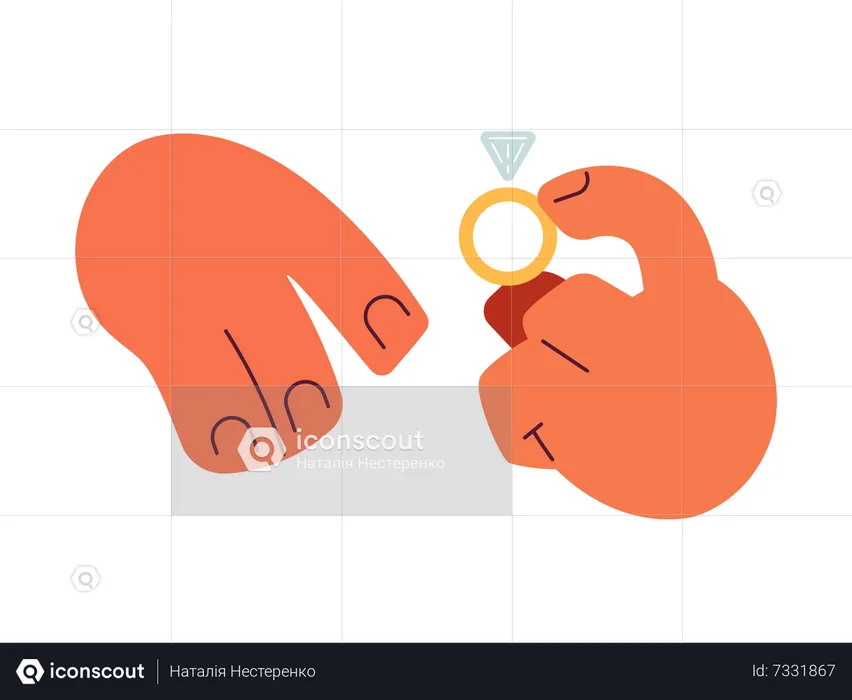 Partner putting engagement ring on finger s  Illustration