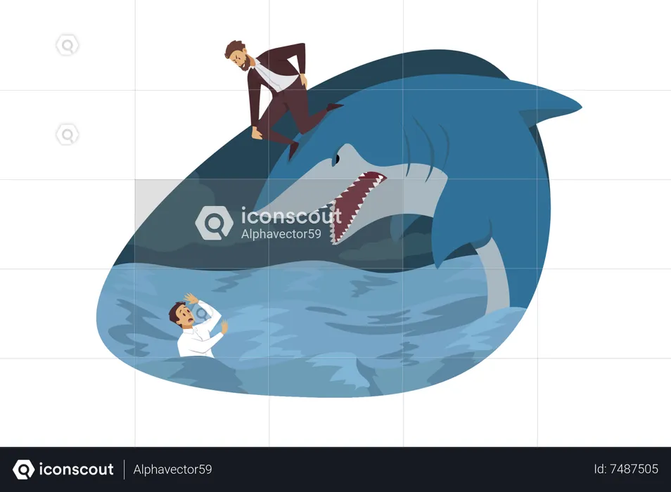 Partner with shark  Illustration