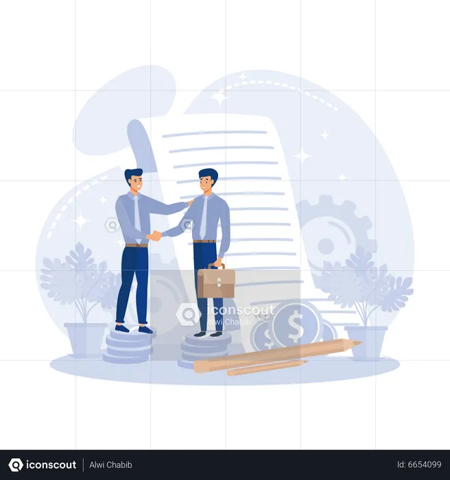 Partners Signing Contract  Illustration