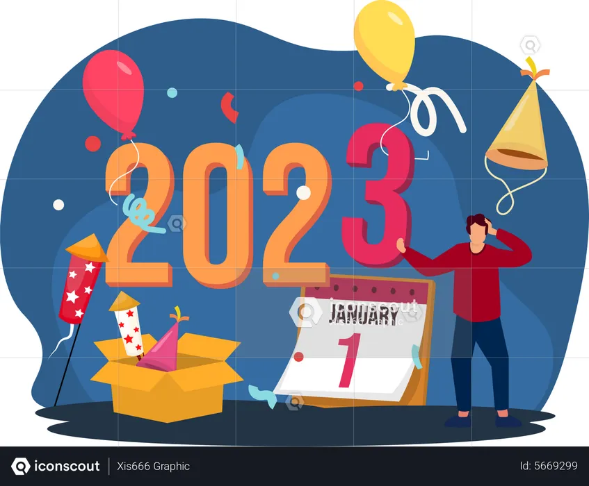 Party celebration for new year 2023  Illustration