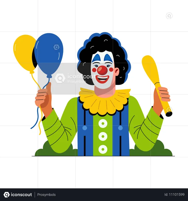 Party clown holding balloons  Illustration