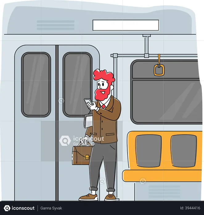Passenger Transport in  Metro Train  Illustration