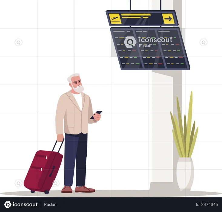 Passenger waiting for flight at lounge  Illustration