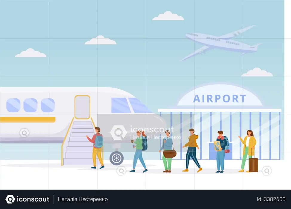 Passengers boarding plane  Illustration