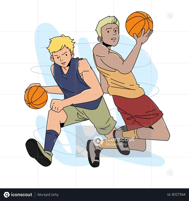 Passing basketball players  Illustration