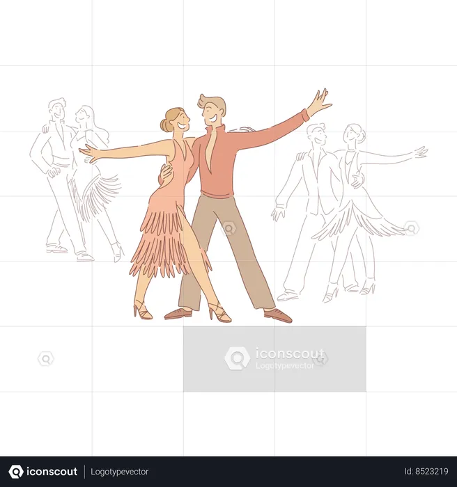 Passionate dancer performing salsa  Illustration