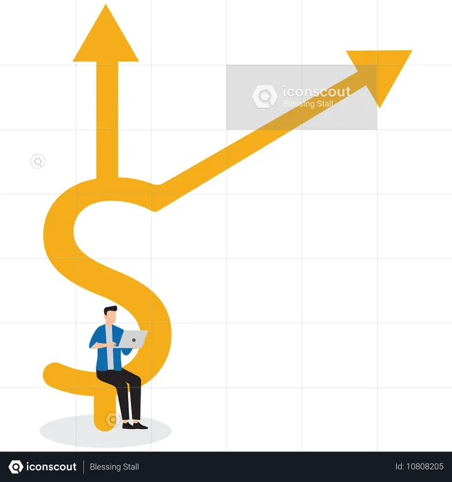 Passive income growth earned by businessman  Illustration