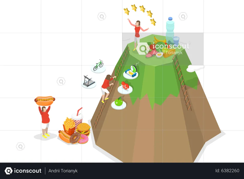 Passos para perder peso  Ilustração