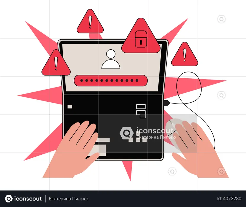 Password hacking by hacker  Illustration