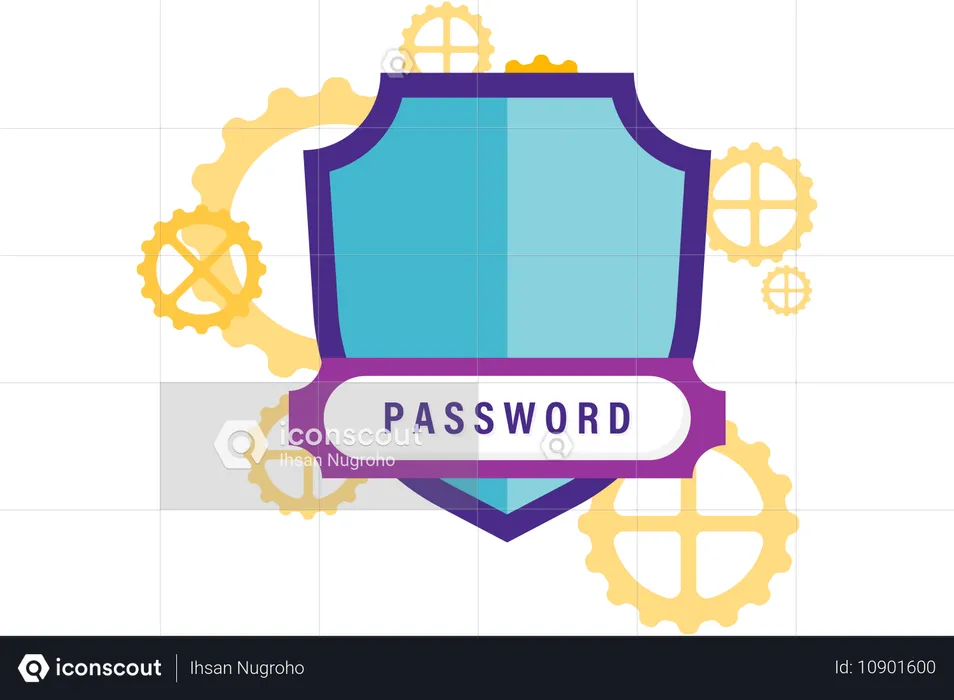 Password security and shield  Illustration