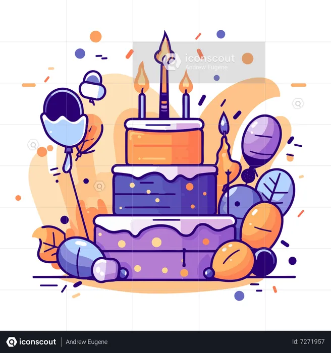 Pastel de cumpleaños  Ilustración