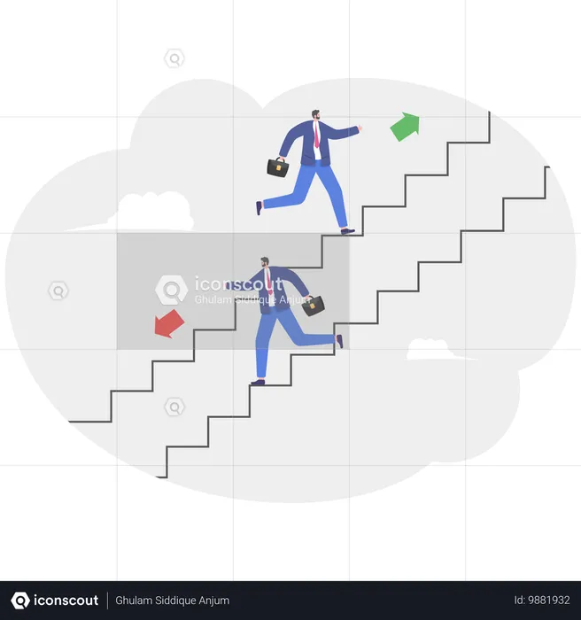 Path of ups and downs of business person  Illustration