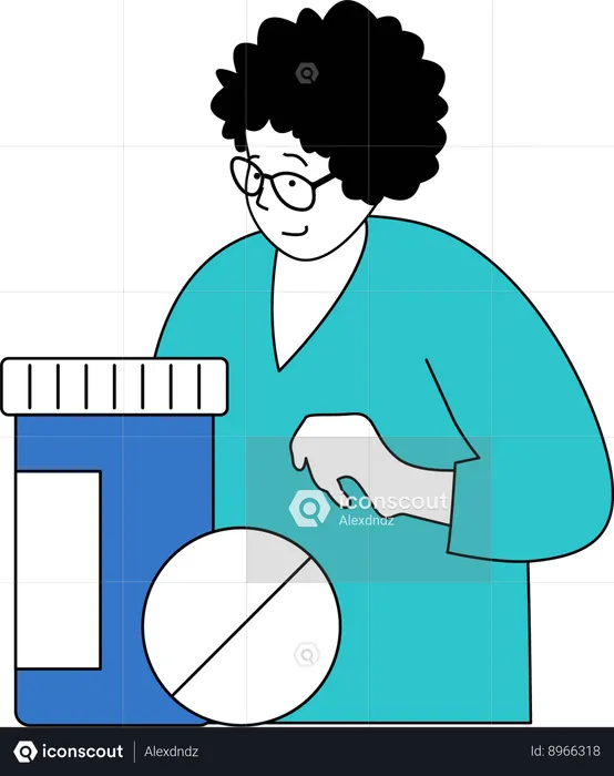 Patient arrives at pharmacy store  Illustration