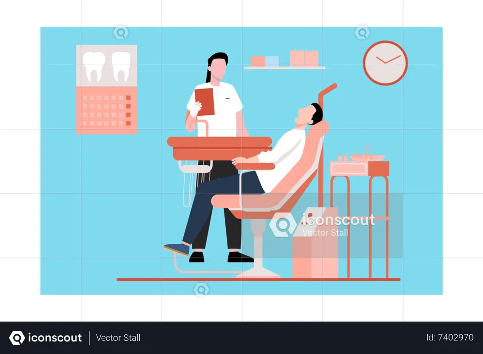 Patient at dentist clinic for treatment  Illustration