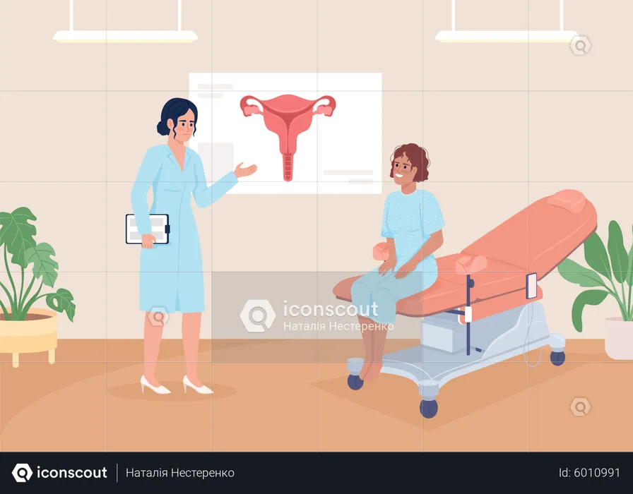 Patient at gynecologist appointment  Illustration