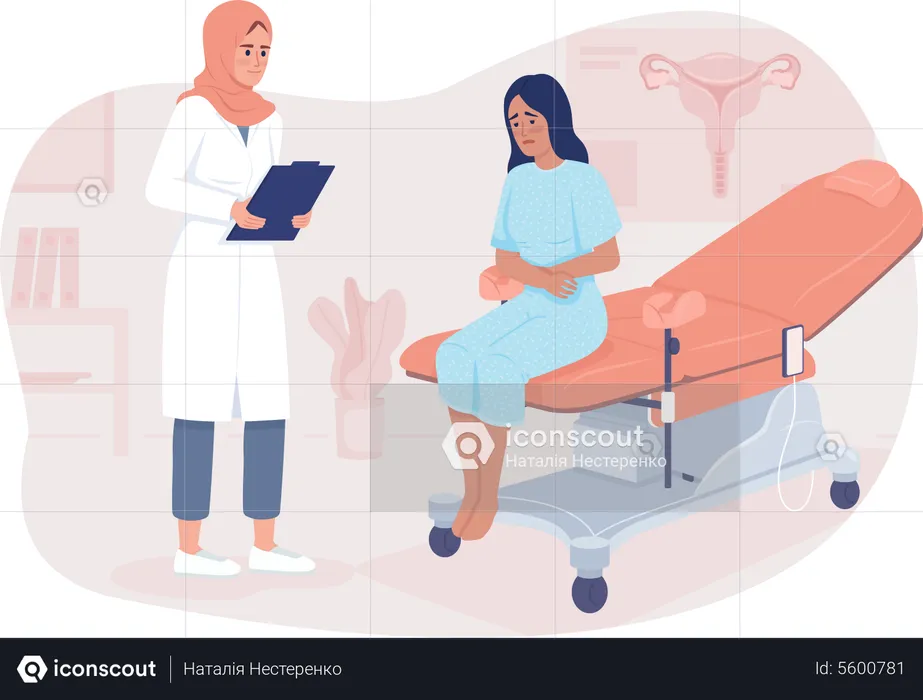 Patient at gynecologist appointment  Illustration