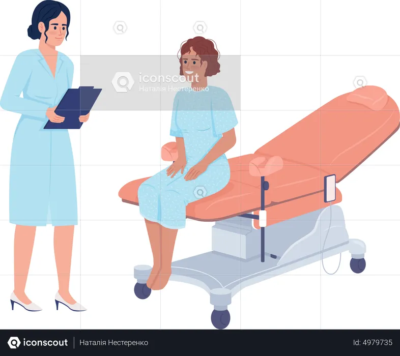 Patient at gynecologist consultation  Illustration