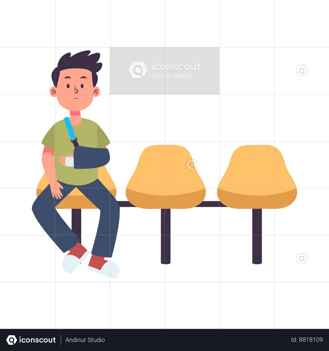 Patient at Waiting Room  Illustration