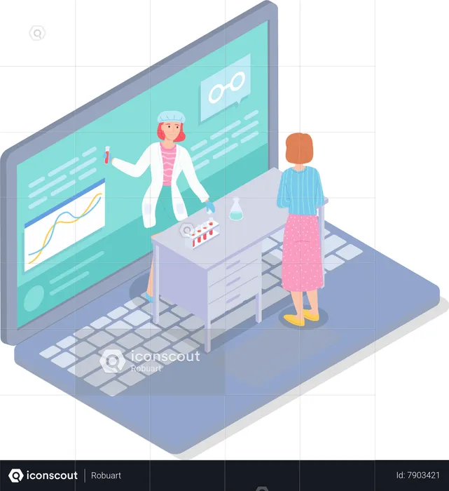 Patient check results of tests  Illustration