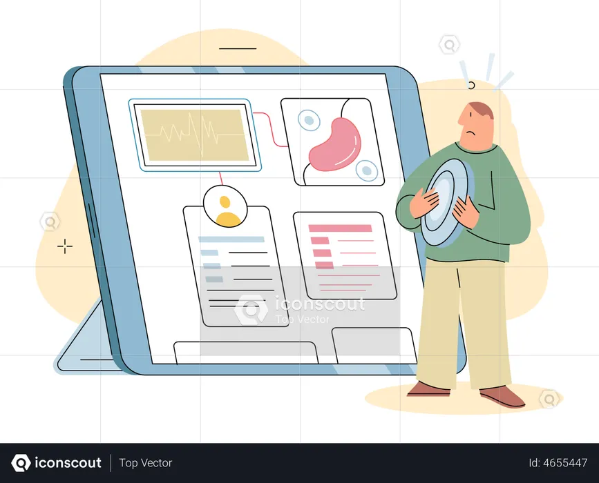 Patient checking online medical dashboard  Illustration