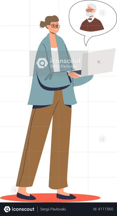 Patient consulting with doctor psychologist online  Illustration