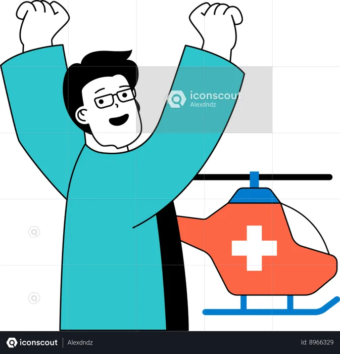 Patient gets helicopter rescue  Illustration