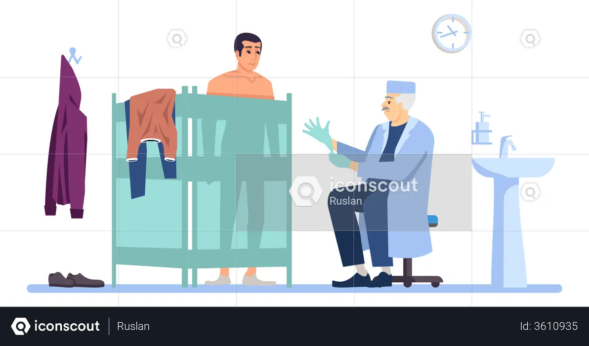 Patient Getting Disinfected Before Operation  Illustration