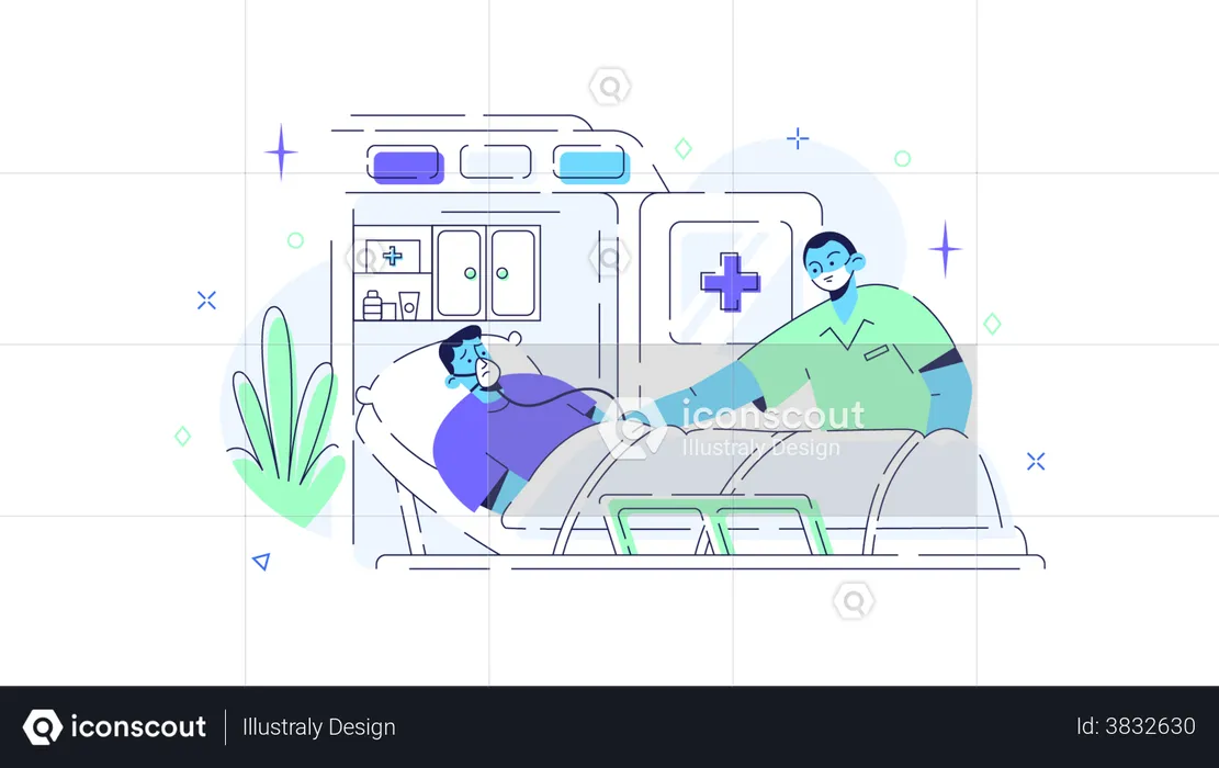 Patient in ambulance  Illustration